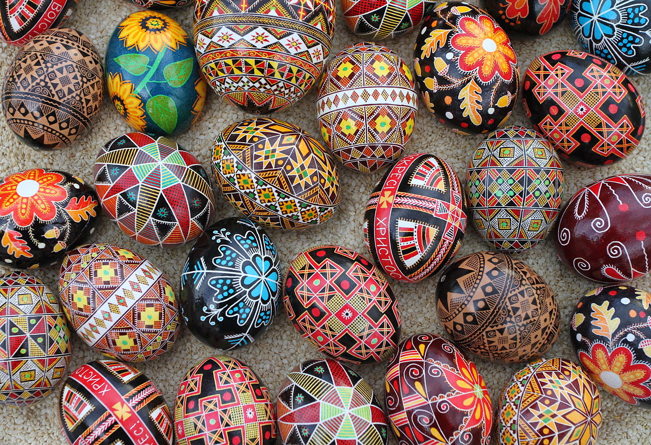 Lviv, Ukraine. 06th Apr, 2023. A young woman makes Easter eggs. A young  woman in traditional Ukrainian clothing makes Easter eggs using ancient  technology. Pysanka is an ancient tradition, one of the