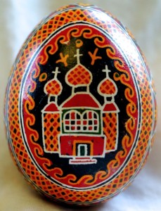 Lviv, Ukraine. 06th Apr, 2023. A young woman makes Easter eggs. A young  woman in traditional Ukrainian clothing makes Easter eggs using ancient  technology. Pysanka is an ancient tradition, one of the